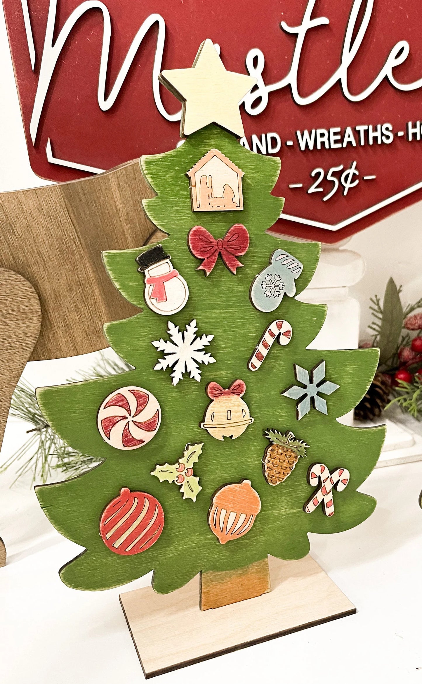 Interchangeable Decorate Your Own Christmas Tree Laser Cut Digital File | Cute Kid Christmas Activity | Holiday Craft | DIY Tree | Glowforge