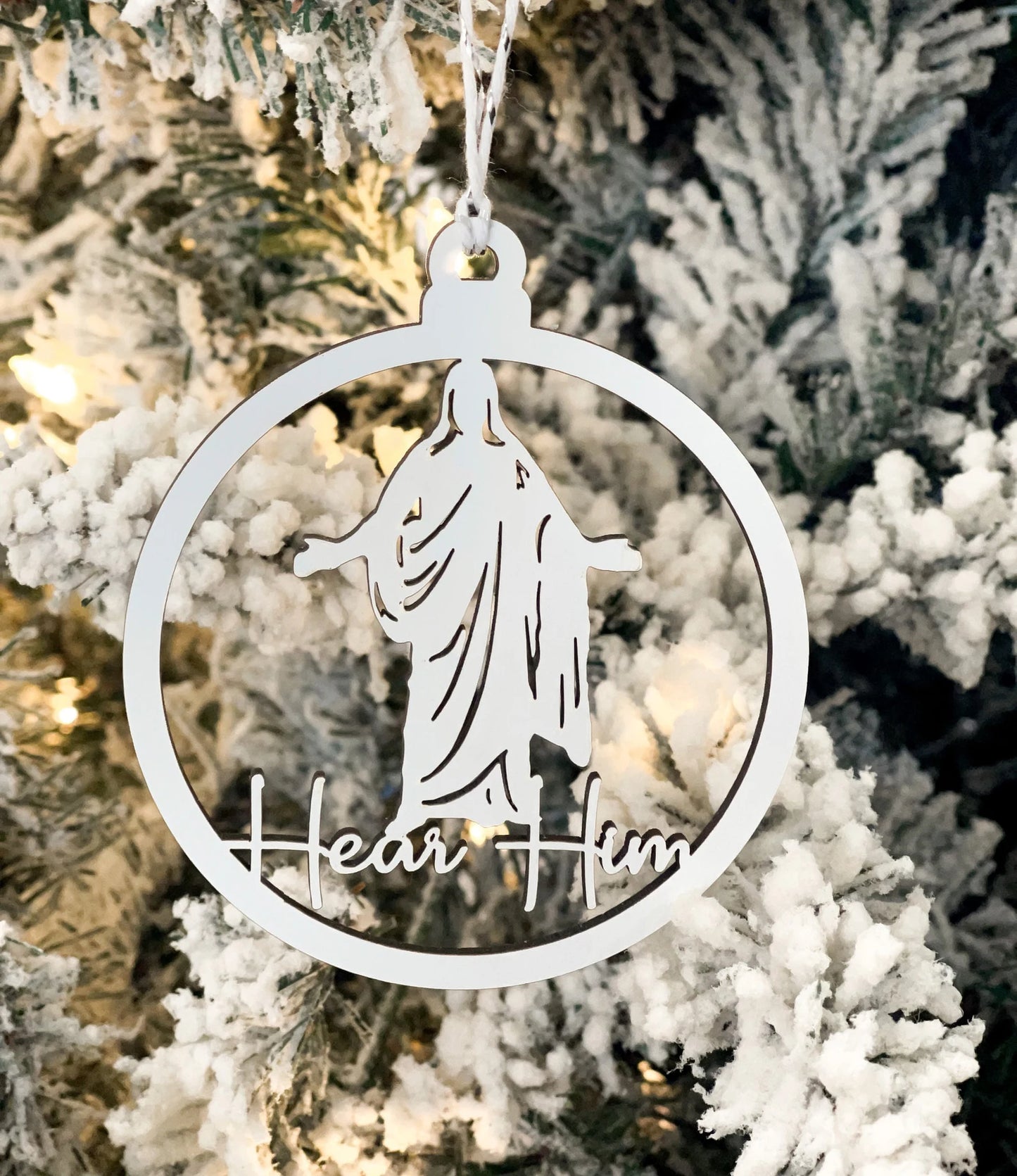 Hear Him Christ Christmas Ornament Laser Cut Digital File | Jesus Ornament | Christus SVG | Church Christmas Gift Idea | Acrylic | Glowforge