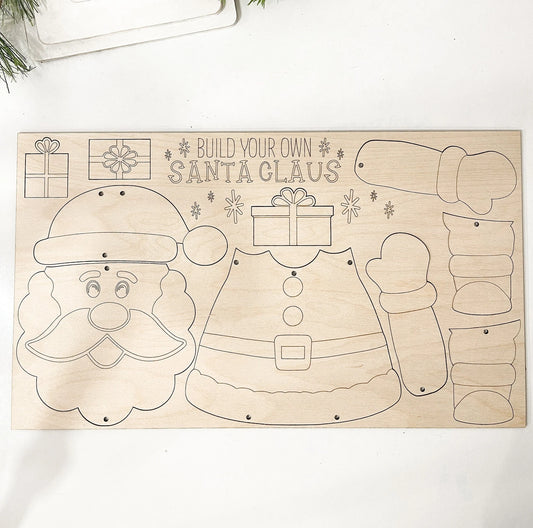 Build Your Own Santa Claus Laser Cut Digital File | Cute Santa Claus Craft | Cute Kid Christmas Activity | Santa Door Hanger | Glowforge