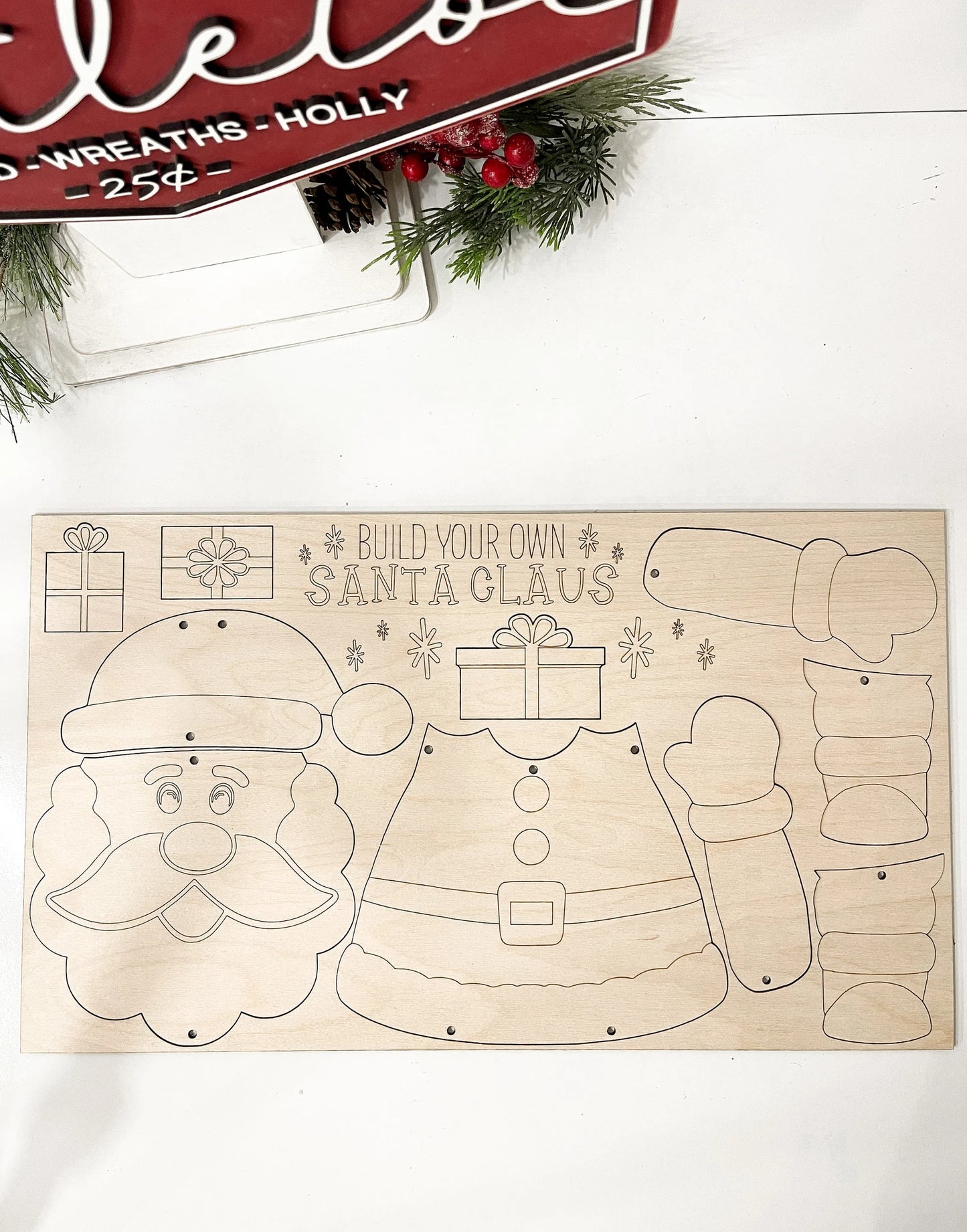 Build Your Own Santa Claus Laser Cut Digital File | Cute Santa Claus Craft | Cute Kid Christmas Activity | Santa Door Hanger | Glowforge