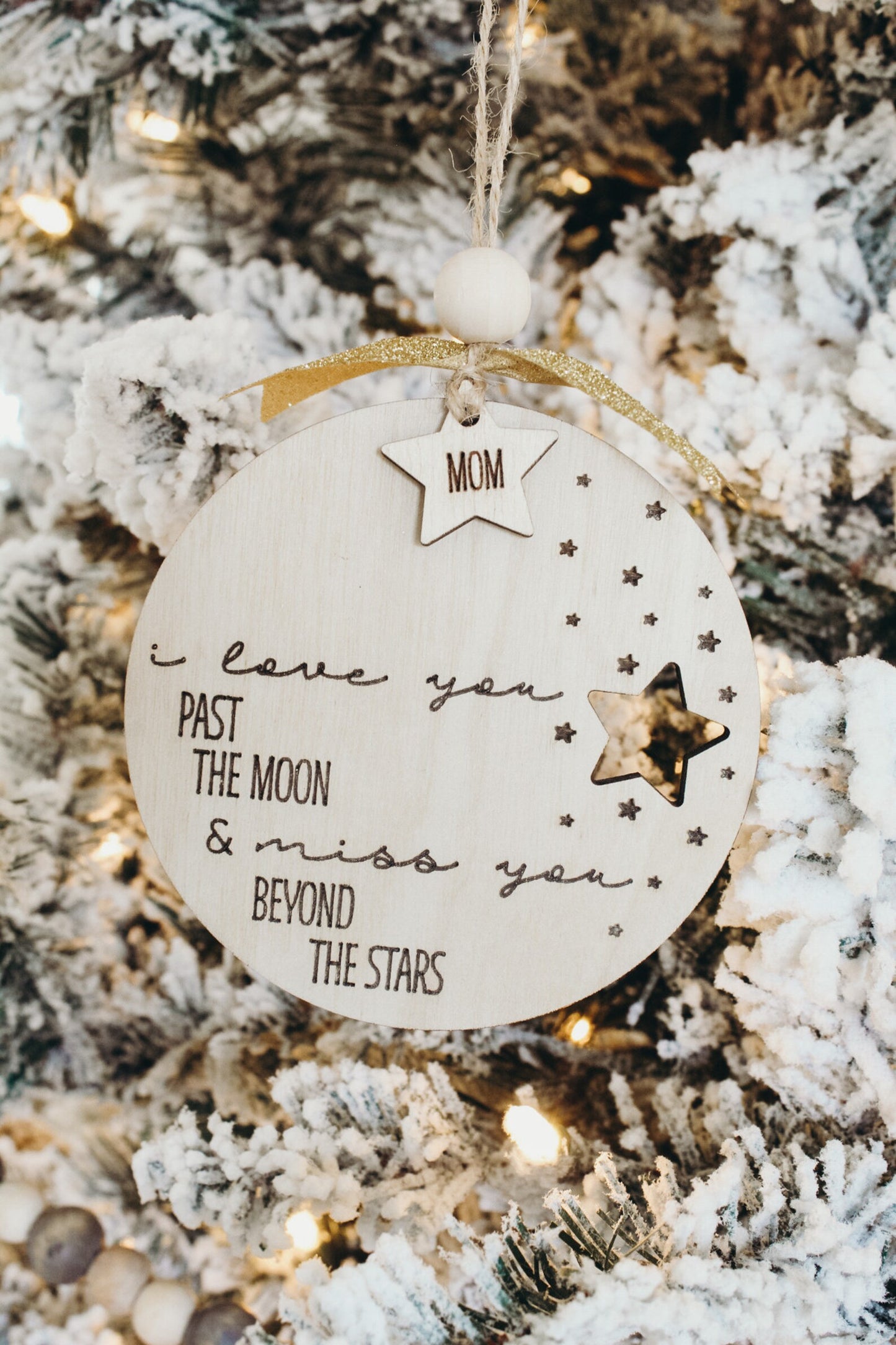 Customizable Memorial "I Love You Past the Moon and Miss You Beyond the Stars" Ornament Laser Cut Digital File | Memorial Gift | Glowforge