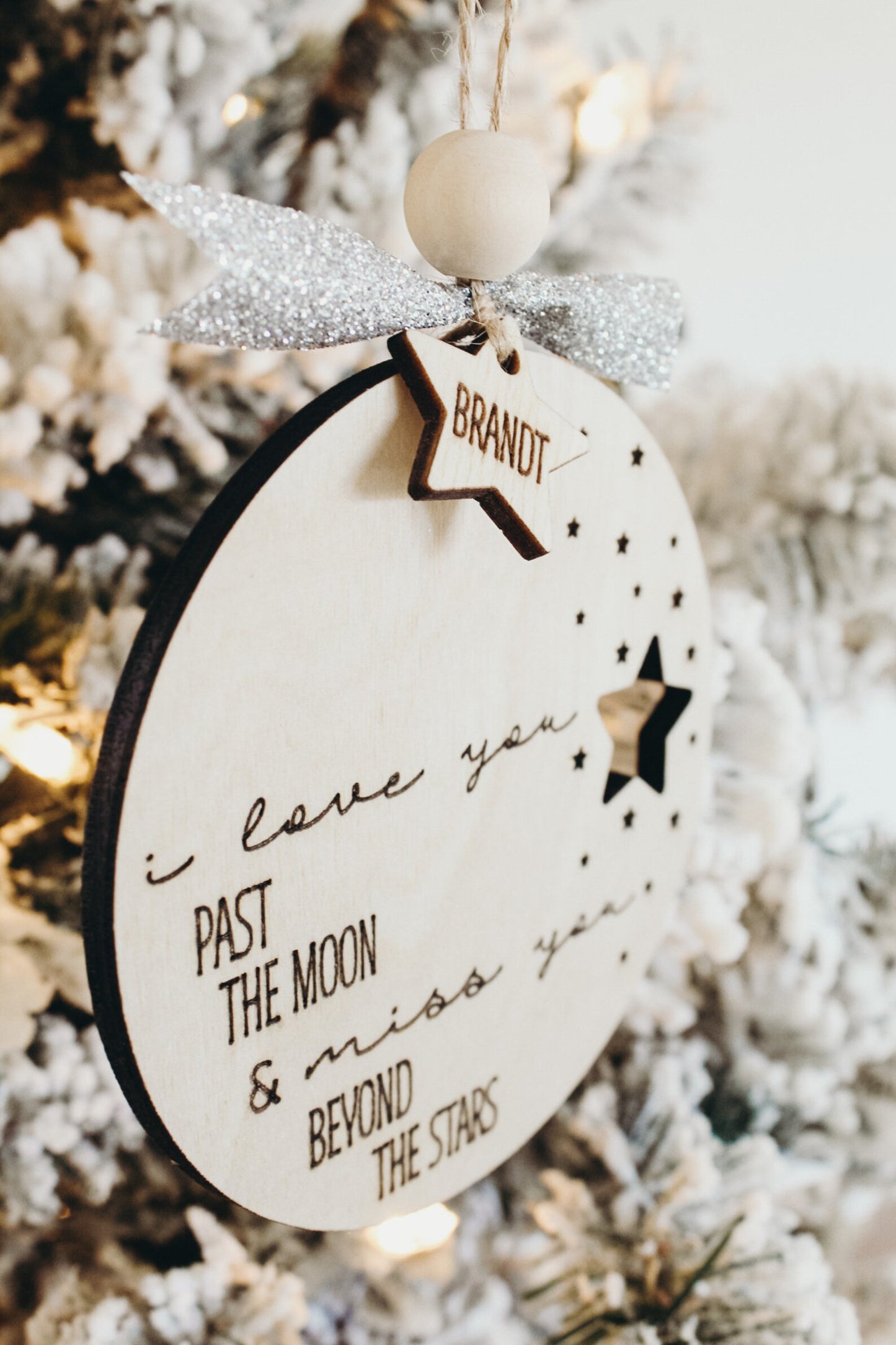 Customizable Memorial "I Love You Past the Moon and Miss You Beyond the Stars" Ornament Laser Cut Digital File | Memorial Gift | Glowforge