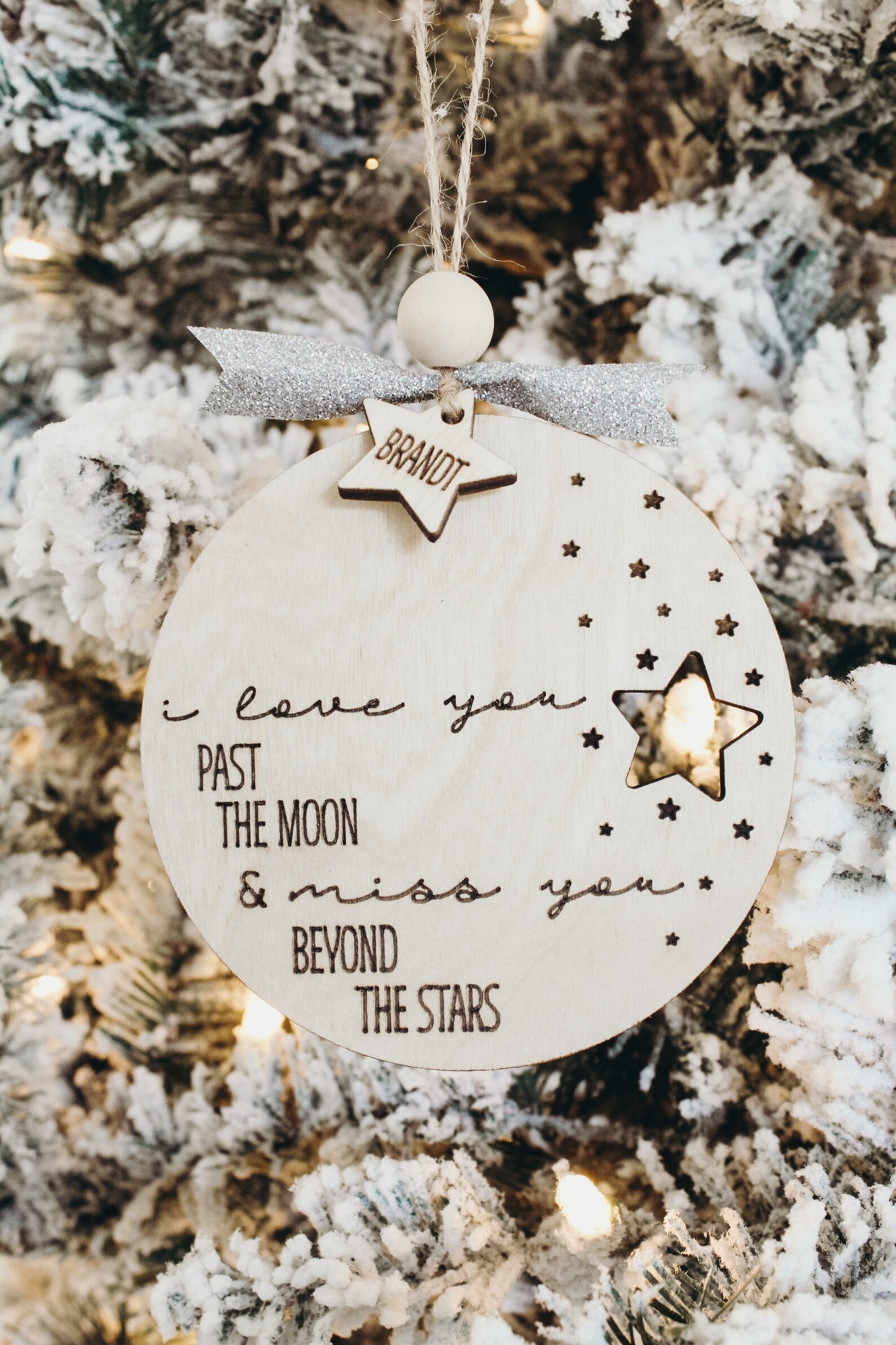 Customizable Memorial "I Love You Past the Moon and Miss You Beyond the Stars" Ornament Laser Cut Digital File | Memorial Gift | Glowforge