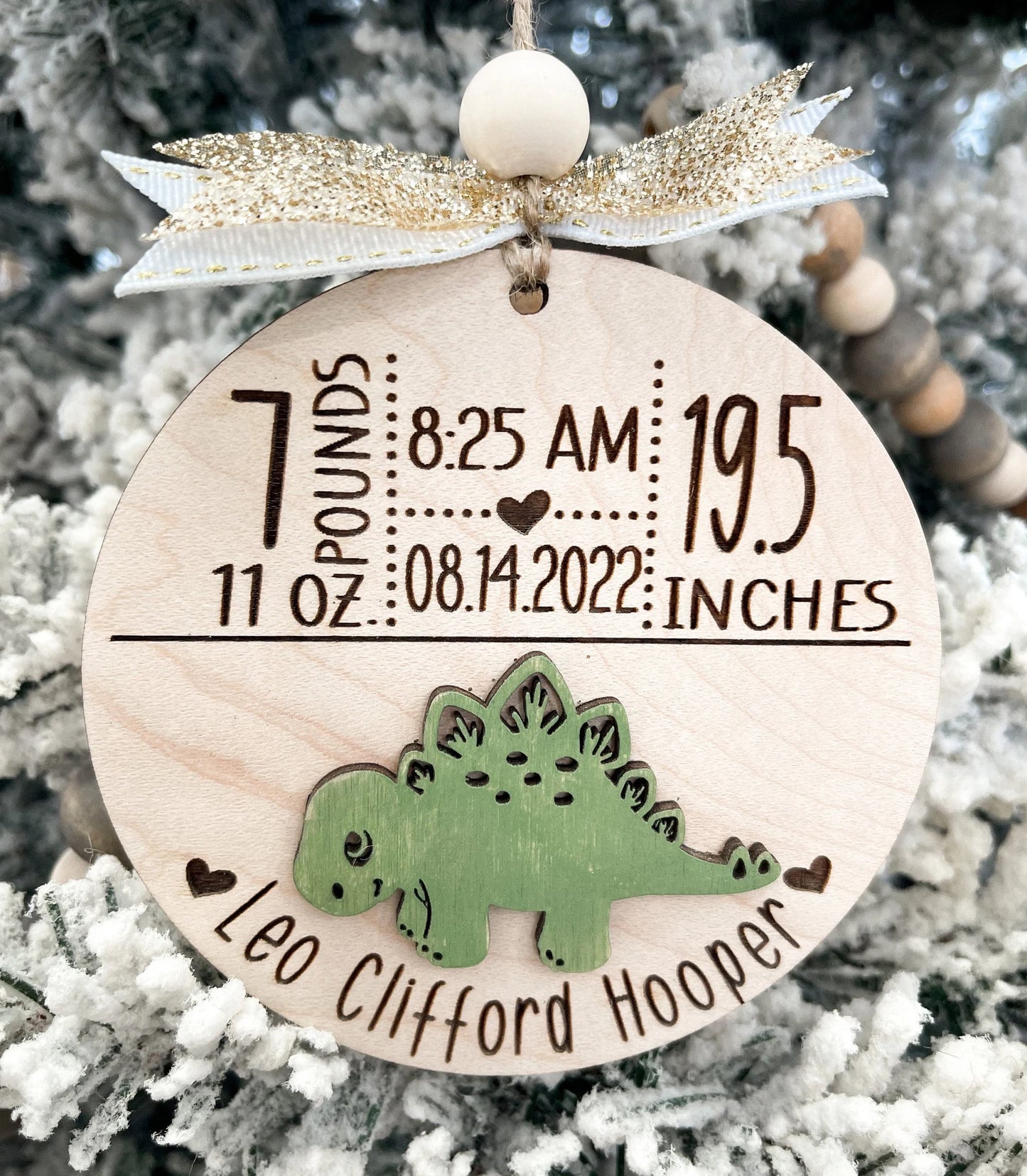 Customizable Cute Birth Announcement Stats Charm / Ornament Laser Digital File | Dinosaur, Butterfly, Koala, Crown, Turtle, Frog| Glowforge