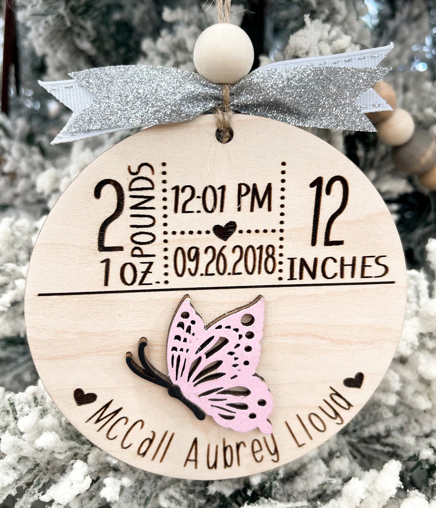 Customizable Cute Birth Announcement Stats Charm / Ornament Laser Digital File | Dinosaur, Butterfly, Koala, Crown, Turtle, Frog| Glowforge