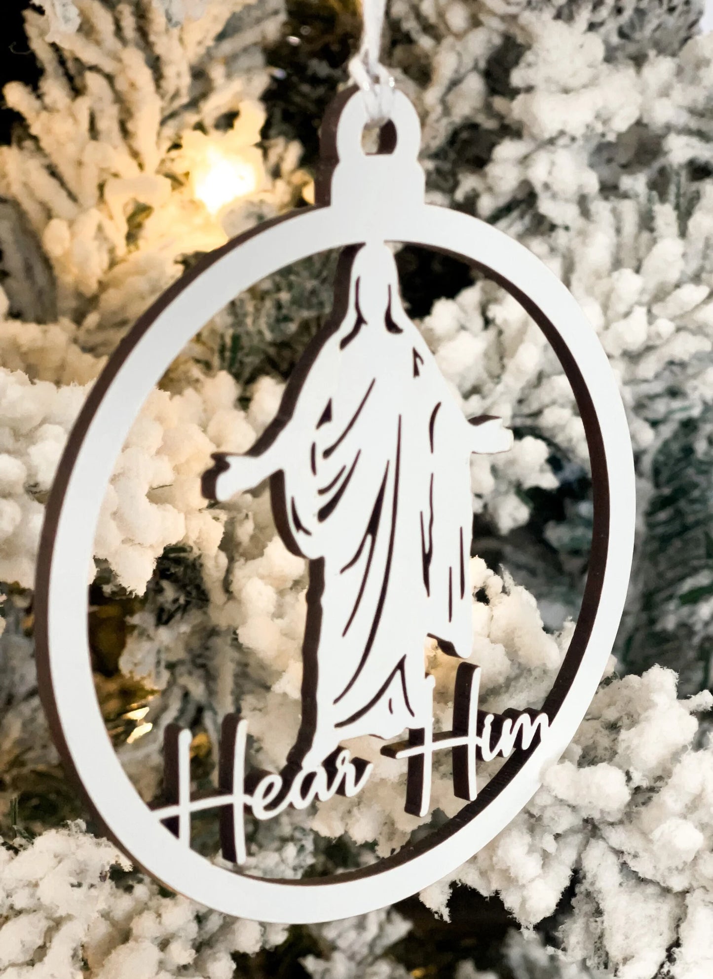 Hear Him Christ Christmas Ornament Laser Cut Digital File | Jesus Ornament | Christus SVG | Church Christmas Gift Idea | Acrylic | Glowforge