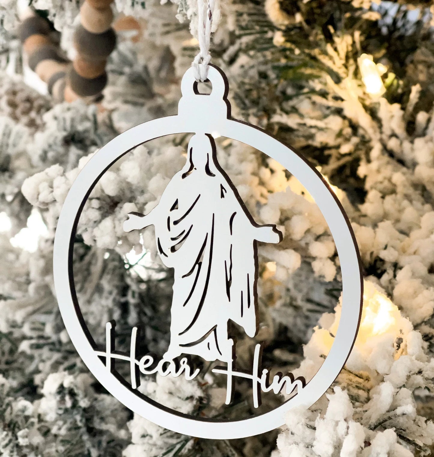 Hear Him Christ Christmas Ornament Laser Cut Digital File | Jesus Ornament | Christus SVG | Church Christmas Gift Idea | Acrylic | Glowforge