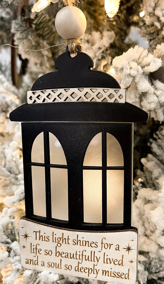 Beautiful Memorial "The Light Remains" & "This Light Shines" Lantern Ornament Charm Laser Cut Digital File | Keepsake Ornament | Glowforge