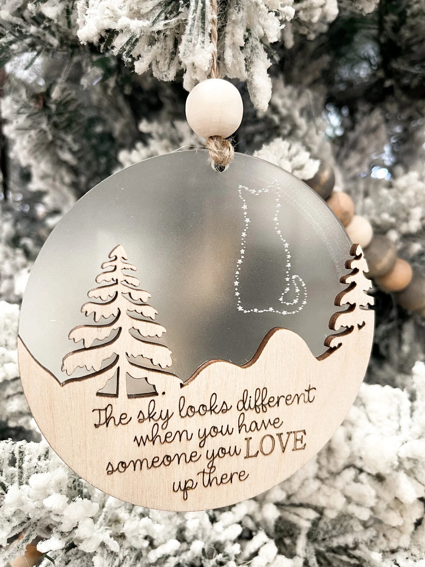 Customizable Cat Memorial "The Sky Looks Different When You Have Someone You Love Up There" Ornament Charm & Stand Laser Cut Digital File |