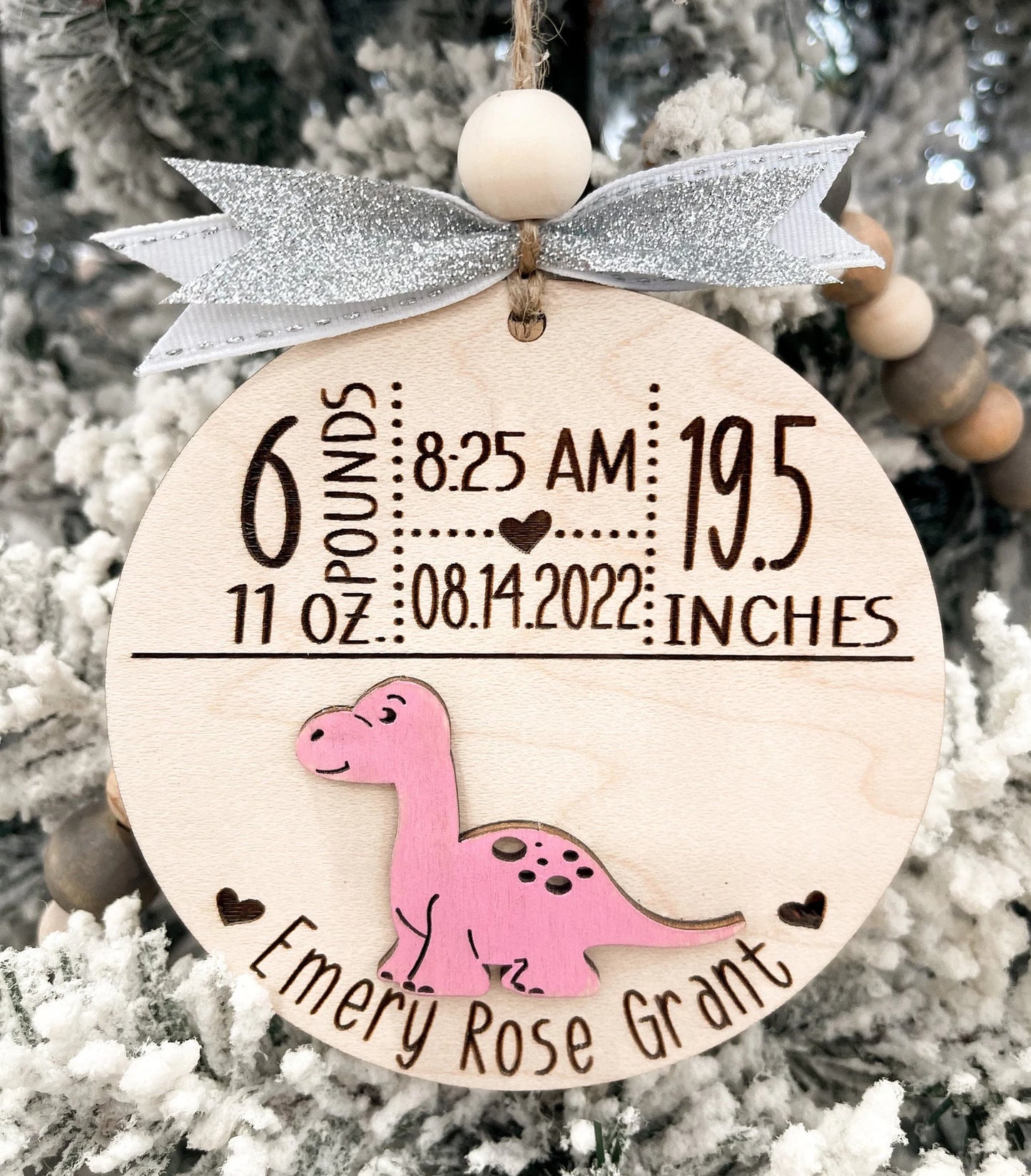 Customizable Cute Birth Announcement Stats Charm / Ornament Laser Digital File | Dinosaur, Butterfly, Koala, Crown, Turtle, Frog| Glowforge