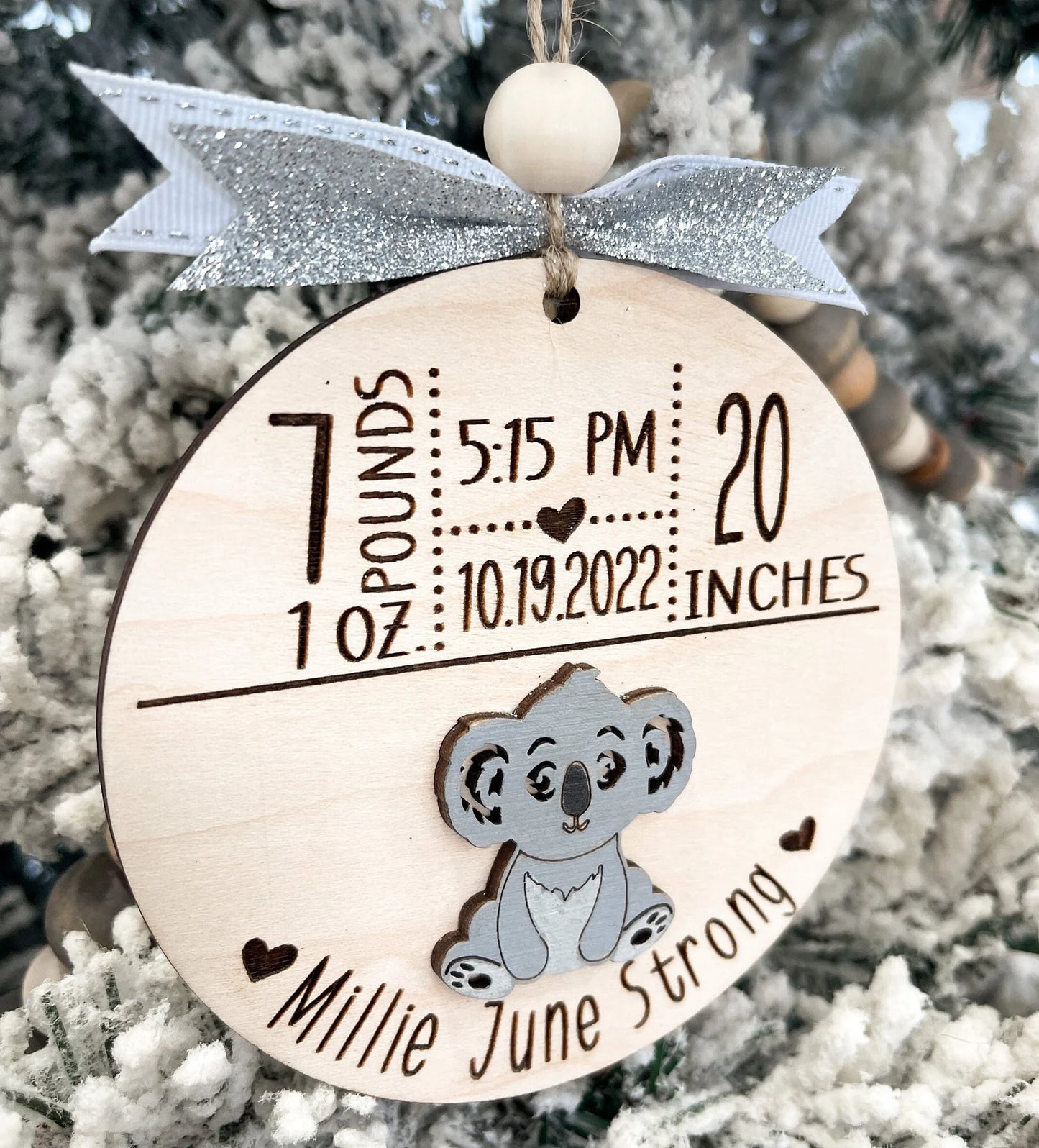 Customizable Cute Birth Announcement Stats Charm / Ornament Laser Digital File | Dinosaur, Butterfly, Koala, Crown, Turtle, Frog| Glowforge