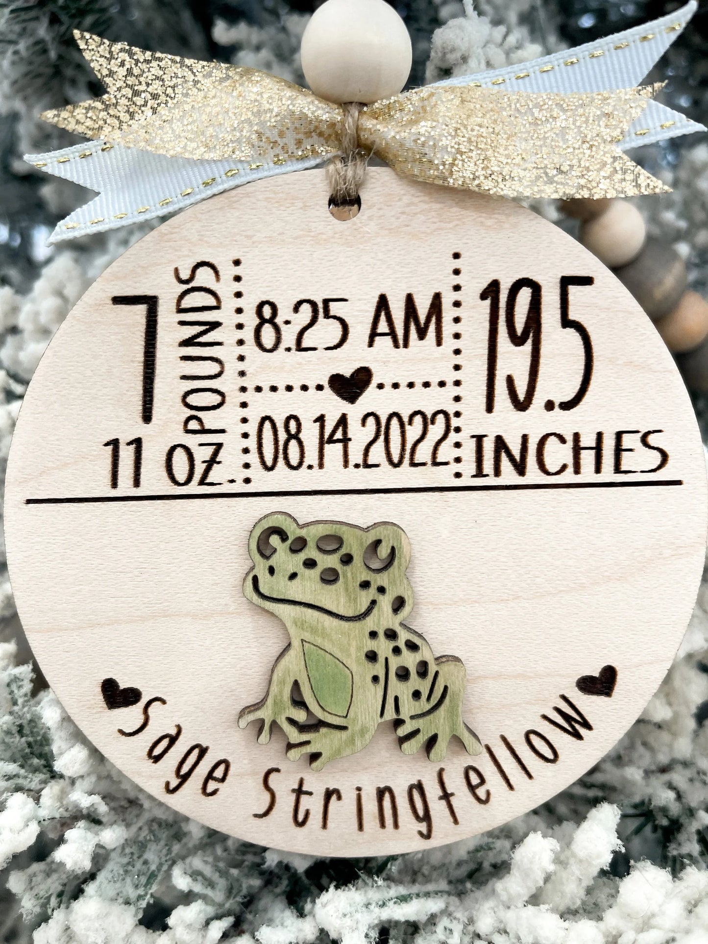 Customizable Cute Birth Announcement Stats Charm / Ornament Laser Digital File | Dinosaur, Butterfly, Koala, Crown, Turtle, Frog| Glowforge