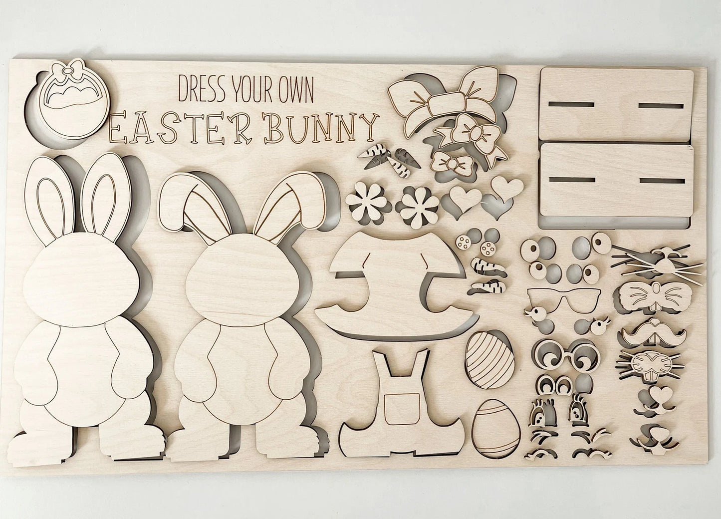 Dress Your Own Easter Bunny Laser Cut Digital File | Color/Paint Your Own Easter Bunny | Cute Easter Activity Craft | Easter DIY | Glowforge