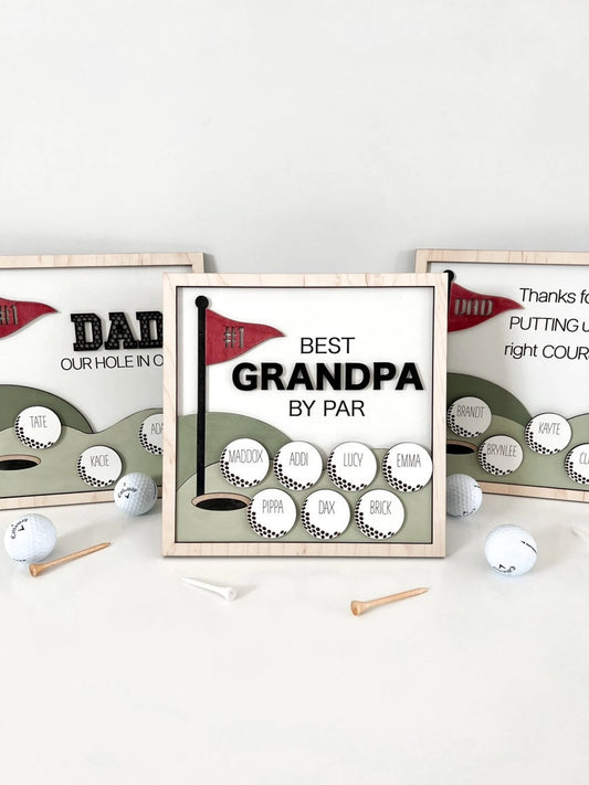 Cute Customizable Golf Father's Day Best Dad, Grandpa, Coach Ect. Laser Cut File | Father's Day | Hole in One | Best Dad By Par | Glowforge