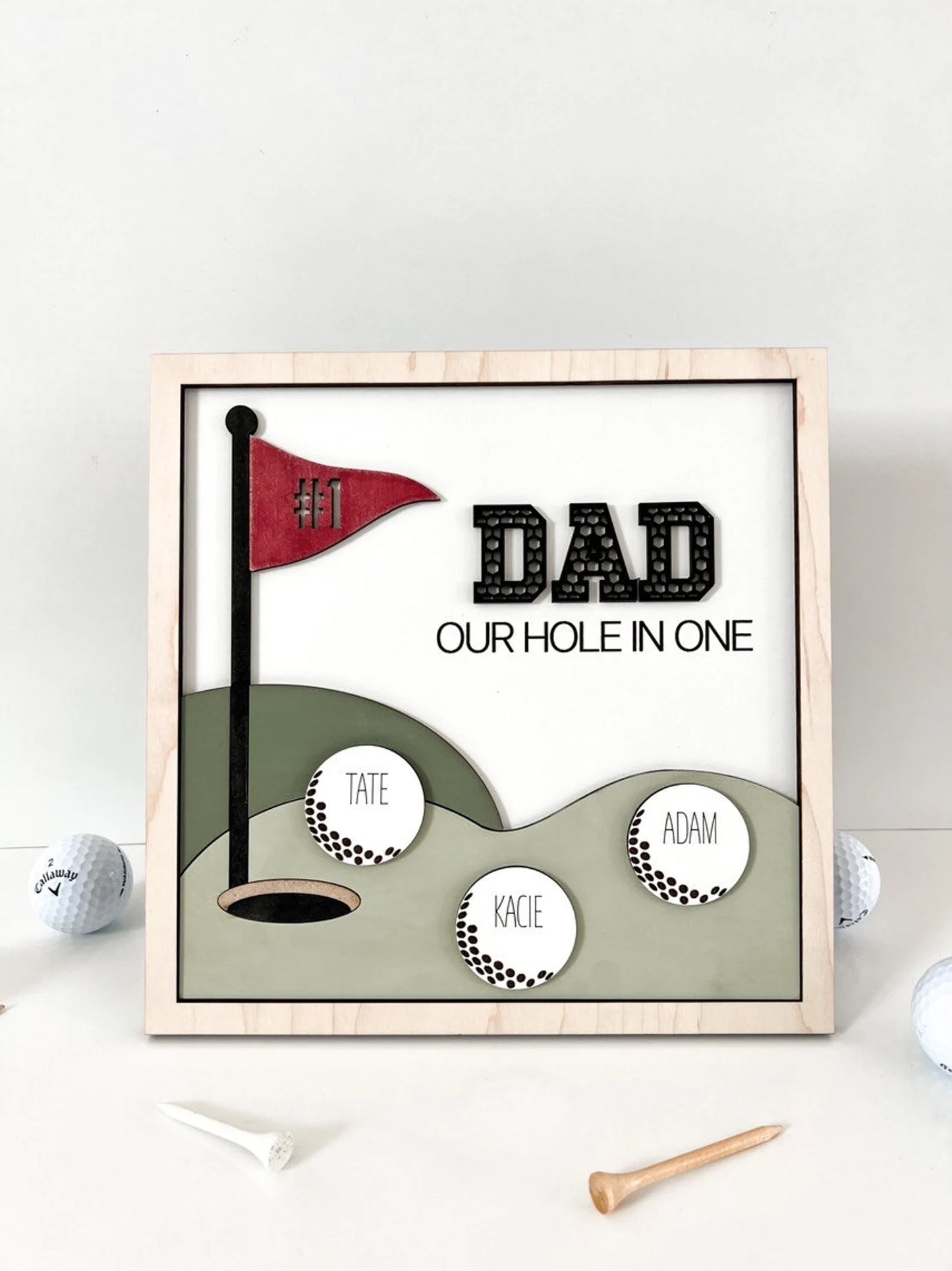 Cute Customizable Golf Father's Day Best Dad, Grandpa, Coach Ect. Laser Cut File | Father's Day | Hole in One | Best Dad By Par | Glowforge