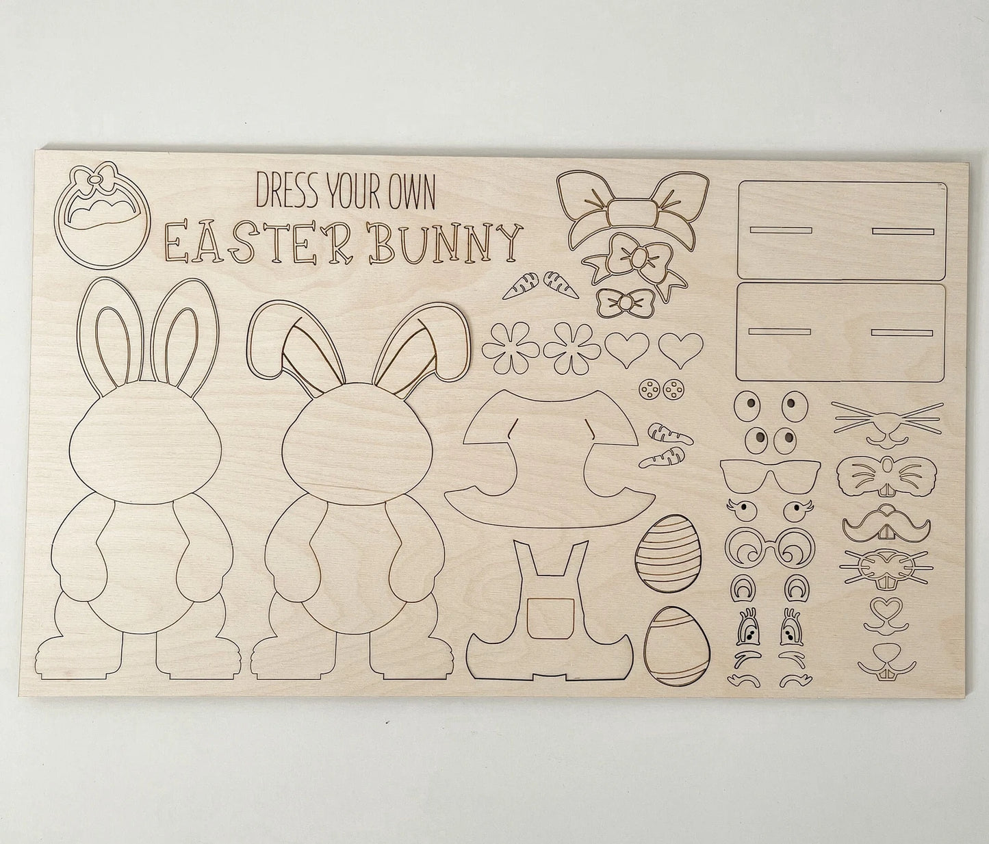 Dress Your Own Easter Bunny Laser Cut Digital File | Color/Paint Your Own Easter Bunny | Cute Easter Activity Craft | Easter DIY | Glowforge