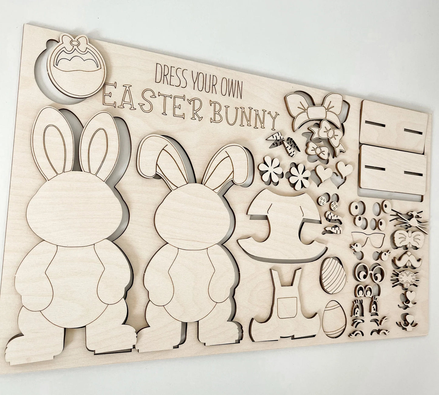 Dress Your Own Easter Bunny Laser Cut Digital File | Color/Paint Your Own Easter Bunny | Cute Easter Activity Craft | Easter DIY | Glowforge