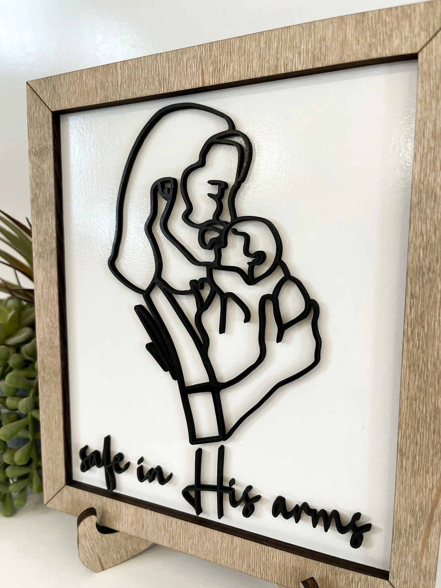 Jesus Christ Holding Baby "Safe in His Arms" Line Art Laser Cut Digital File | Infant Loss | Grief Gift | Miscarriage | Glowforge