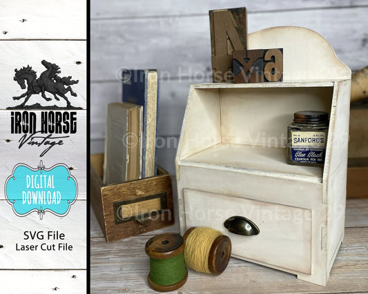 Small Vintage Style Cabinet with Drawer, Farmhouse Style Home Decor, Countertop Cabinet