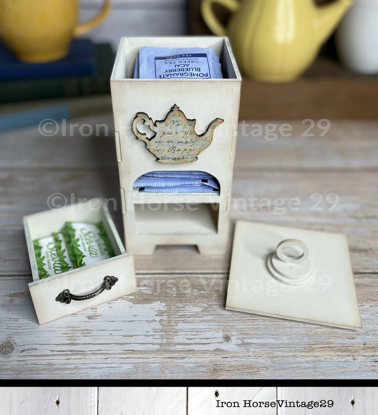 Petite Tea Tower, Tabletop Tea Cabinet, Tea Bag Caddy, Farmhouse Style Kitchen Decor, Home Decor, Laser Ready SVG File, Digital Download