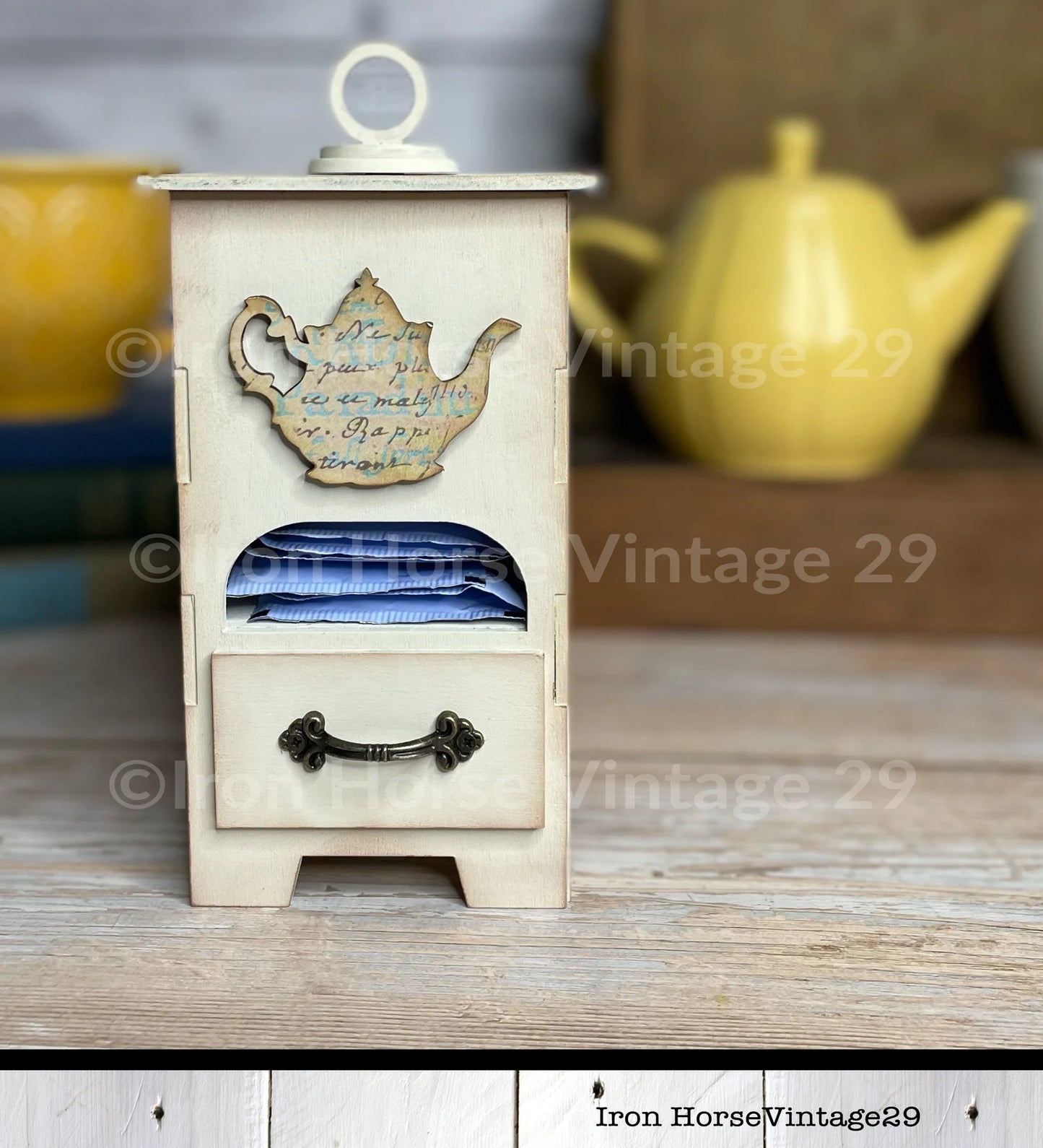 Petite Tea Tower, Tabletop Tea Cabinet, Tea Bag Caddy, Farmhouse Style Kitchen Decor, Home Decor, Laser Ready SVG File, Digital Download