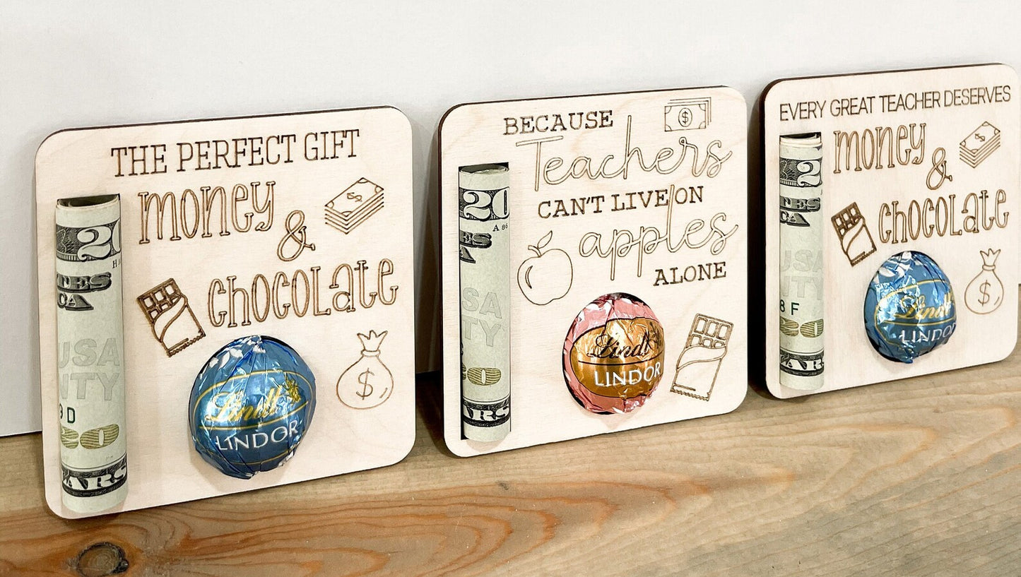 Cute Gift Money & Chocolate Holder Laser Cut File | Original Teacher Gift | 3 Different Designs | Glowforge