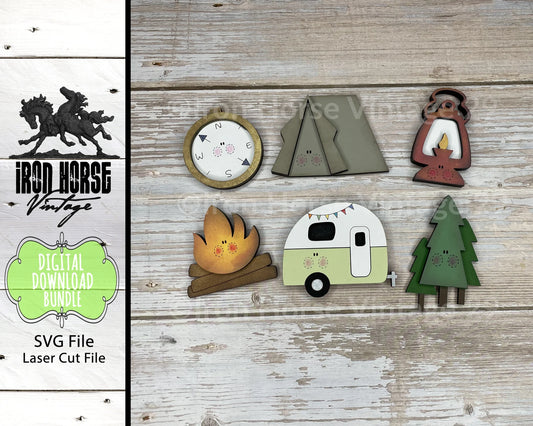 Magnets, Camping and Campground Themed Magnets, RV Camper,  Tent, Farmhouse Style, Scrap Buster