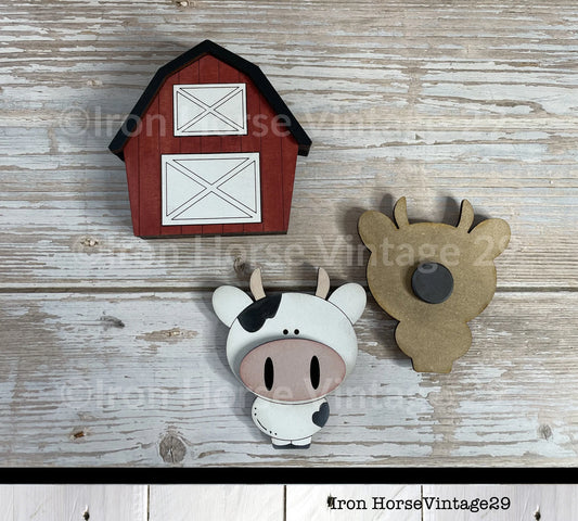 Magnets, Farm Animals, Farmhouse, Cow, Pig, Horse, Chick, Barn, Scrap Buster, SVG File, Laser Ready, Digital Download