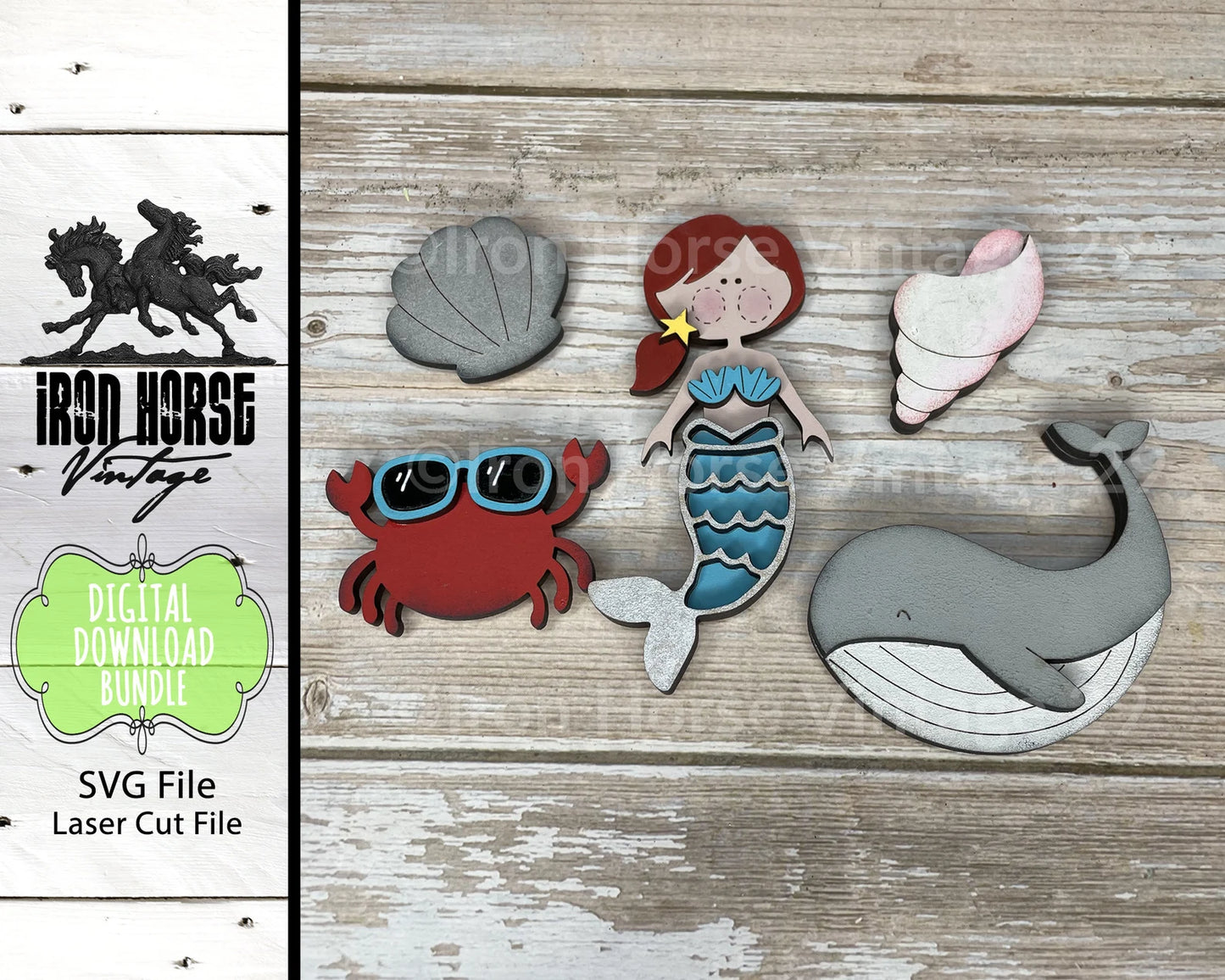 Ocean-Themed Magnets, Beach Magnets, Cute Mermaid, Cute Crab, Whale, Scrap Buster, Home Decor, SVG File, Laser Ready, Digital Download