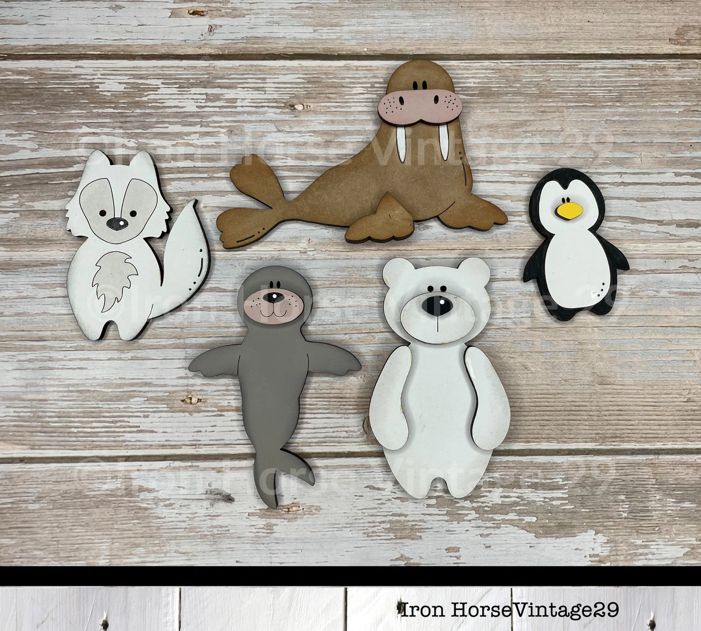 Cute Arctic Animal Magnet Collection, Scrap Buster, Laser Ready SVG, Digital Download