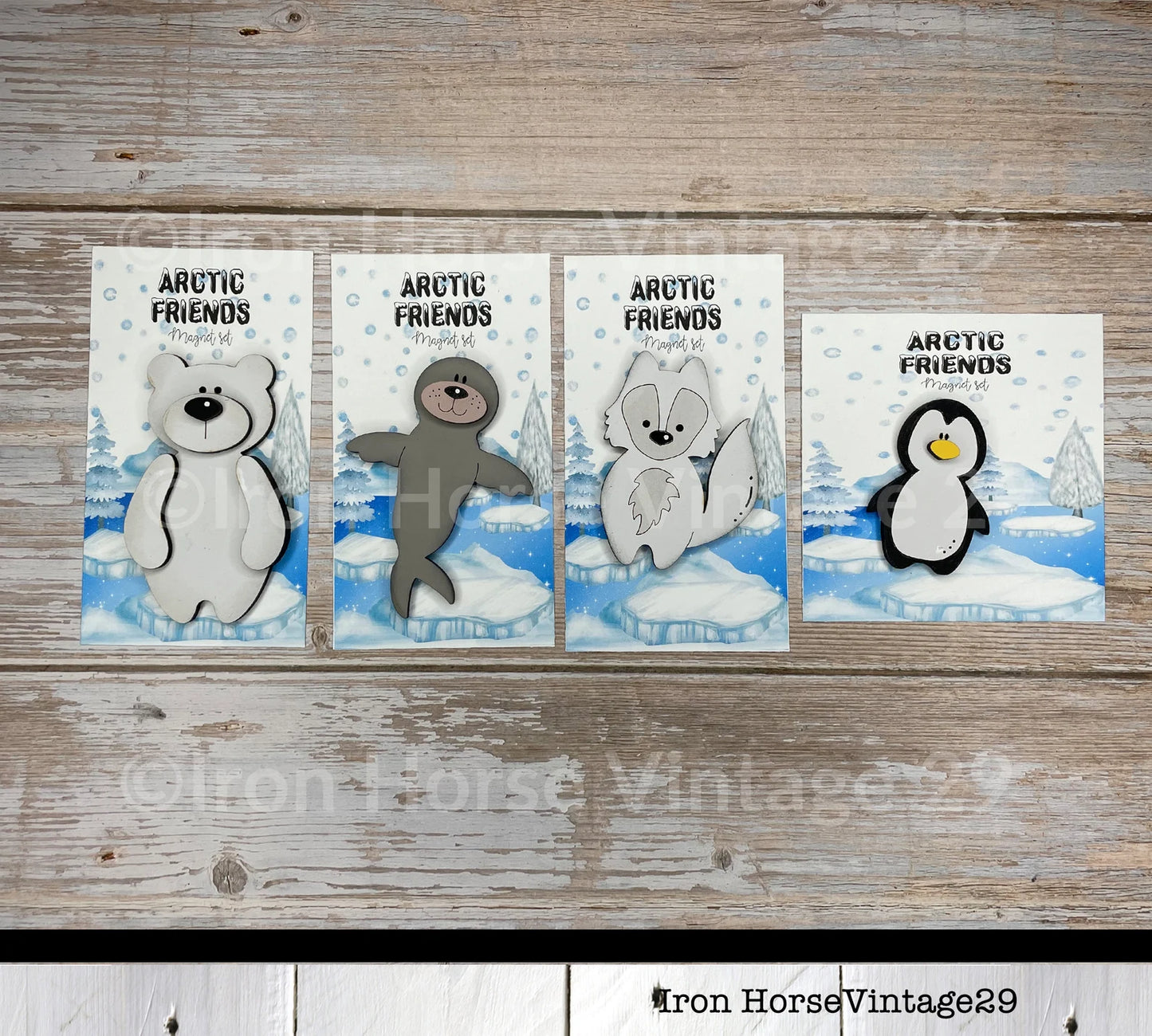 Cute Arctic Animal Magnet Collection, Scrap Buster, Laser Ready SVG, Digital Download