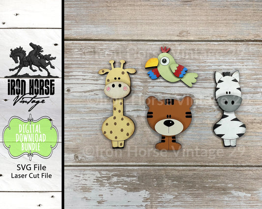 Magnets, Cute Jungle Animals, Cute Animal Magnets, Scrap Buster, Laser Ready SVG, Digital Download, NOT a Physical Item