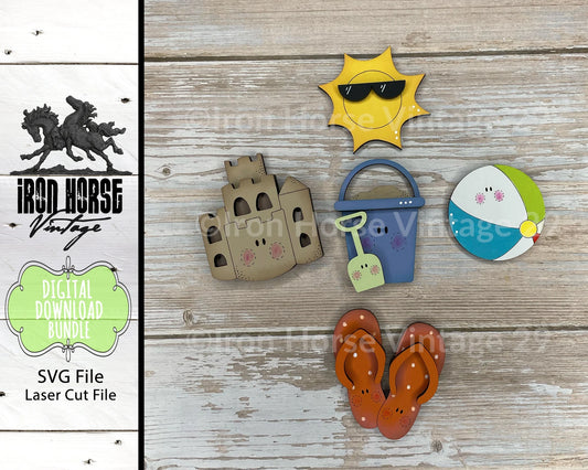 Summer Fun Magnet Collection, Scrap Buster, Laser Ready SVG, Digital Download