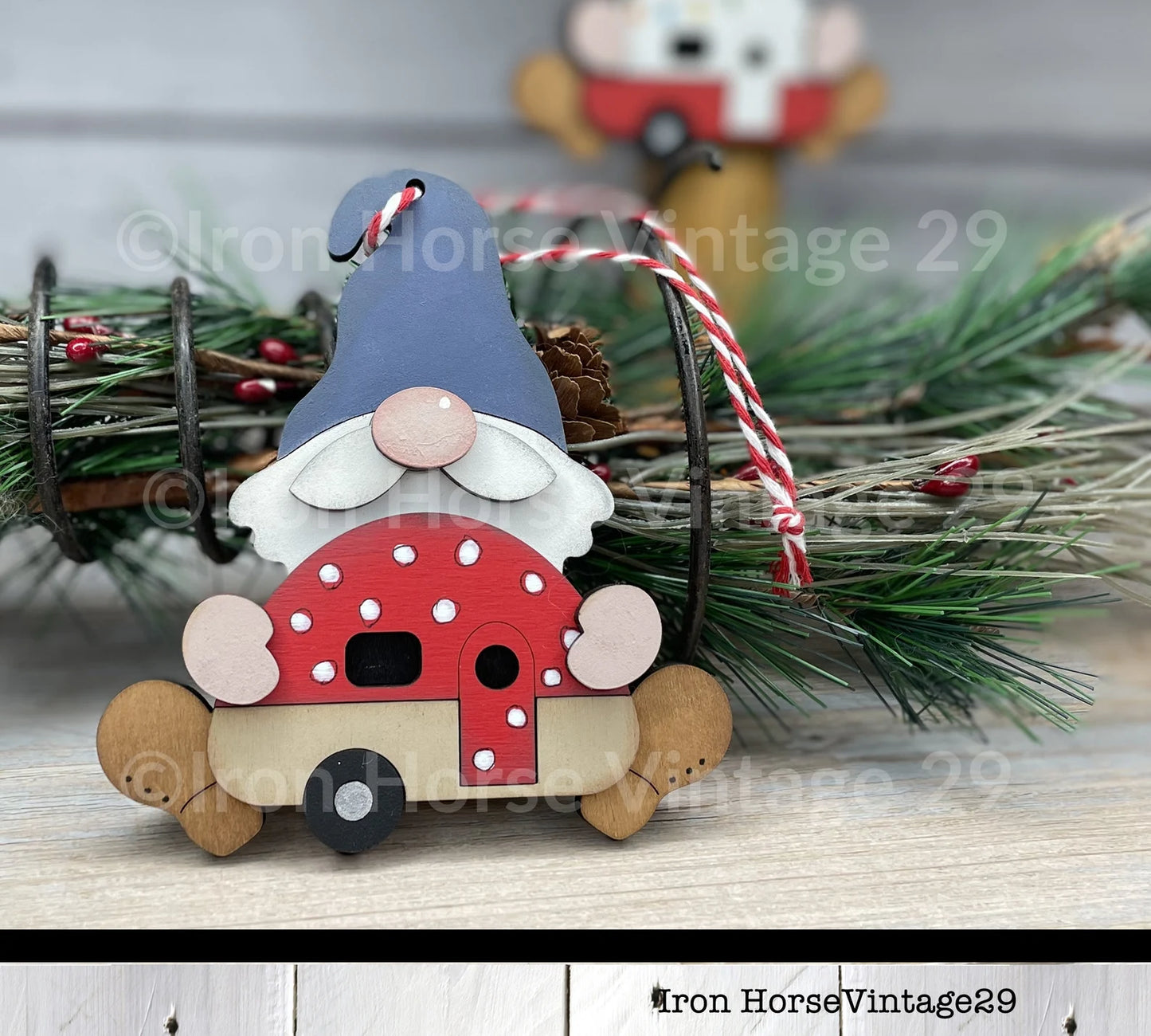 Cute Gnome with Camper, Christmas Ornament, Holiday Tag, Gift Tag, Gnome Christmas Ornament, Laser Ready SVG, Digital Download