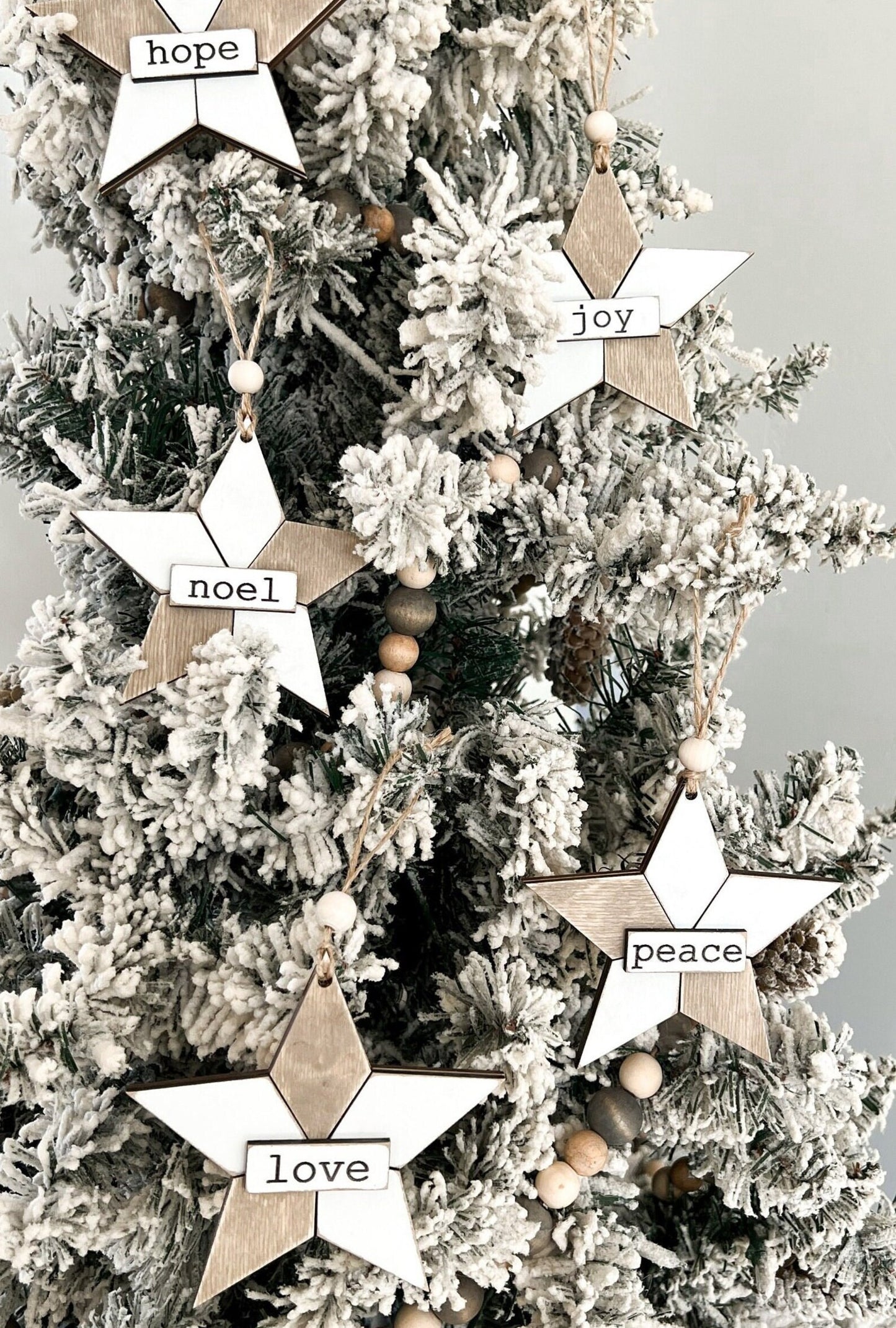 Cute Star "Quilt Pattern" Christmas Ornament Set Laser Cut Digital File | Peace, Hope, Joy, Love, Noel | Farmhouse Ornament Set | Glowforge