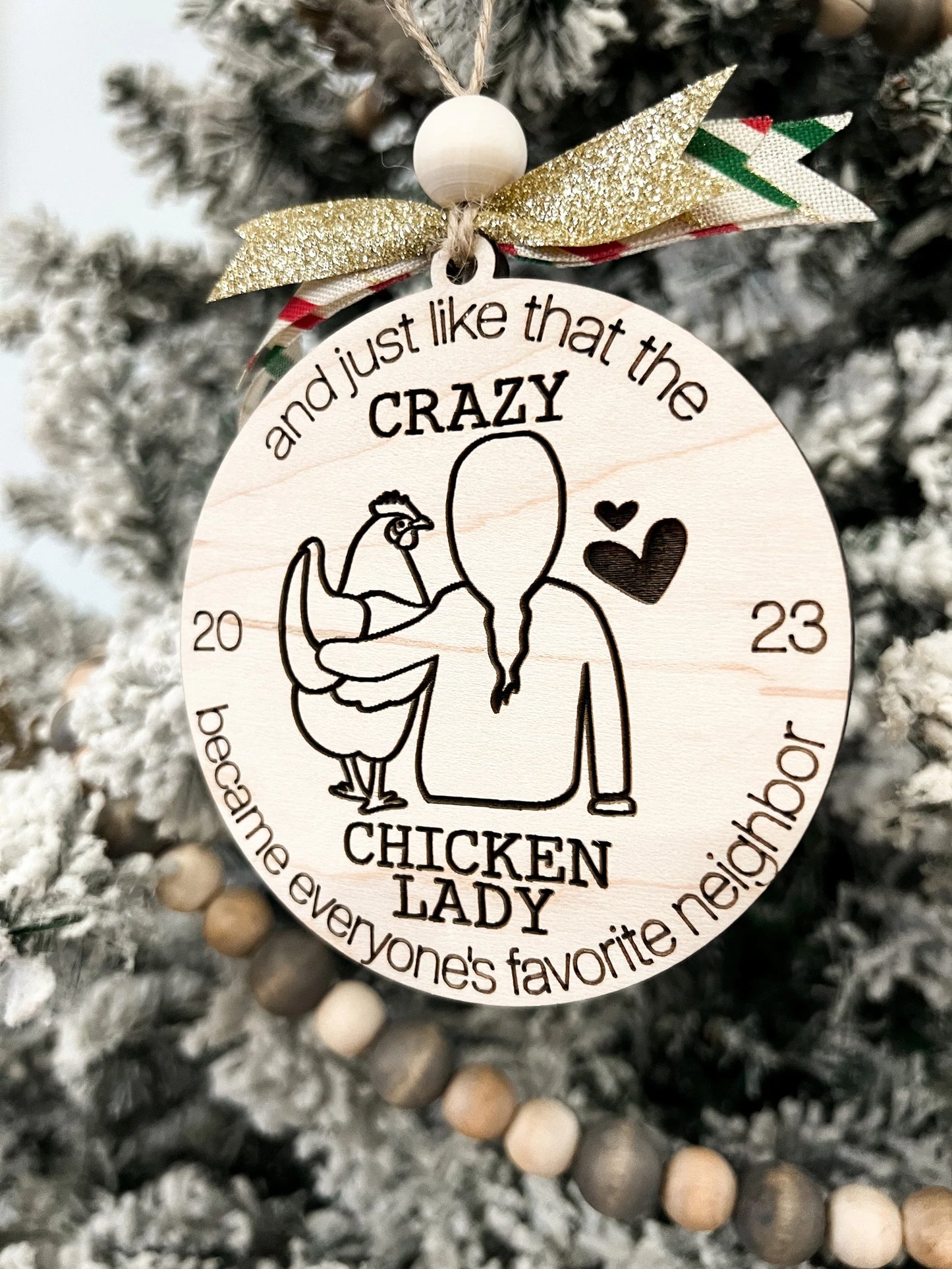 Funny Cute Chicken Egg Christmas Ornament Set Laser Cut Digital File | 2023 Egg Money Charm | Crazy Chicken Lady | Chicken Lover | Glowforge