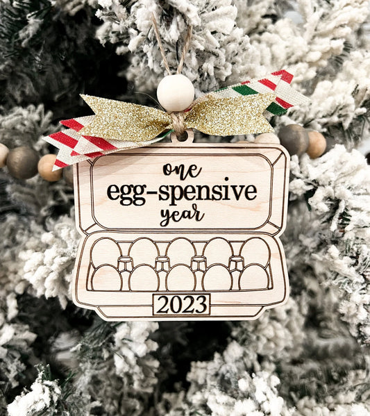 Funny Cute Chicken Egg Christmas Ornament Set Laser Cut Digital File | 2023 Egg Money Charm | Crazy Chicken Lady | Chicken Lover | Glowforge