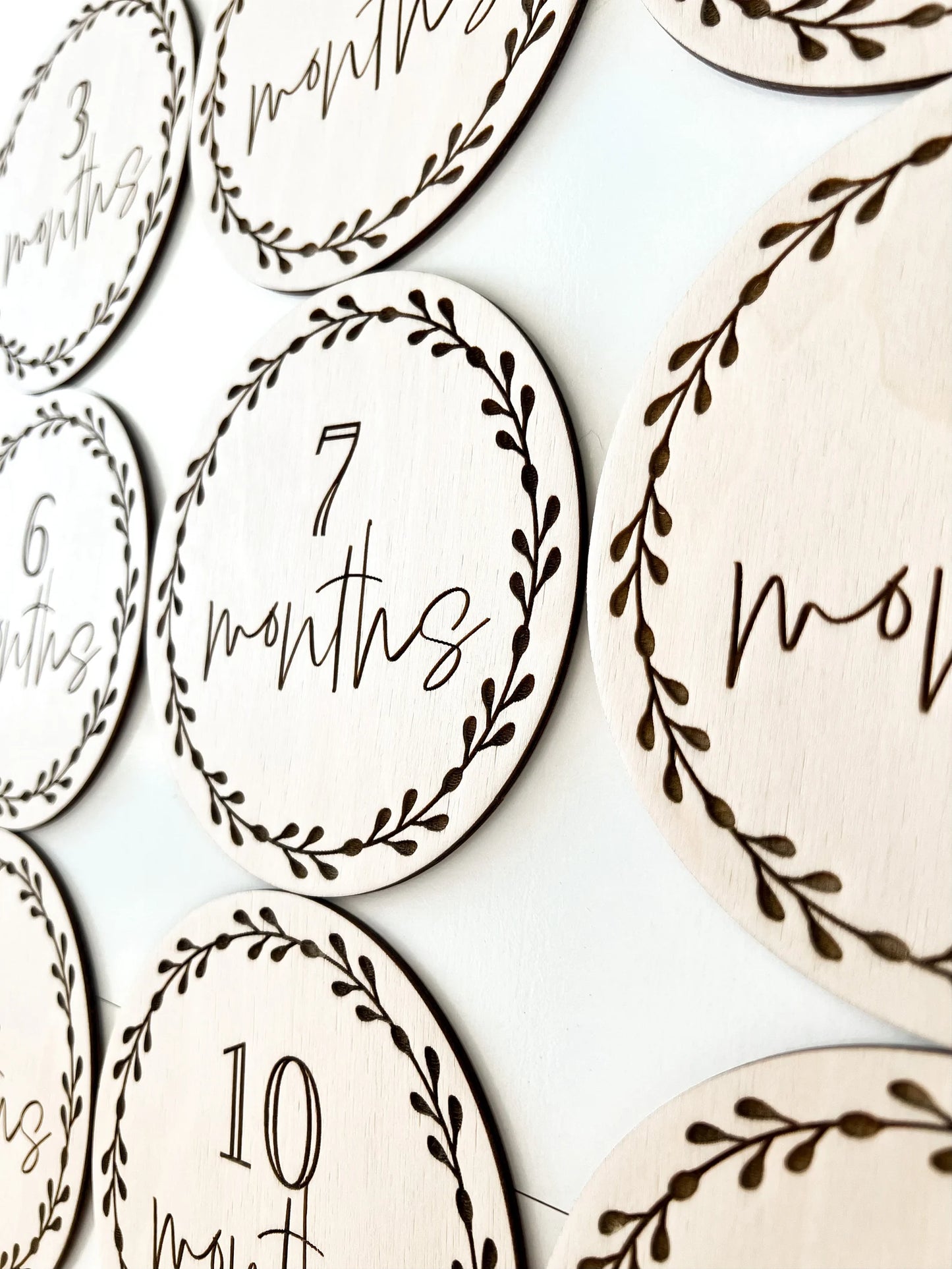 Cute Woodland Deer Baby Monthly Milestones Disc Rounds With Custom Box Laser Cut Digital File | Woodland Themed Nursery | Glowforge