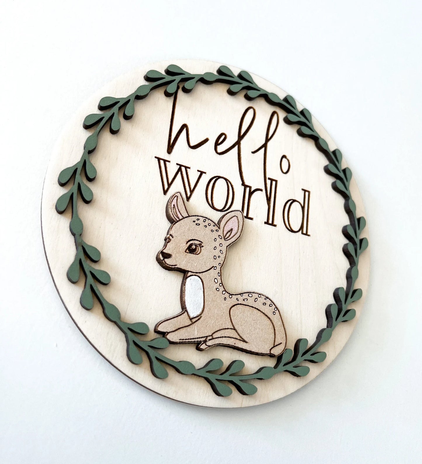 Cute Woodland Deer Baby Monthly Milestones Disc Rounds With Custom Box Laser Cut Digital File | Woodland Themed Nursery | Glowforge