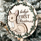 Cute Customizable Woodland Deer Baby's First Christmas Ornament Keepsake Laser Cut Digital File | Woodland Animal | Glowforge | Nursery