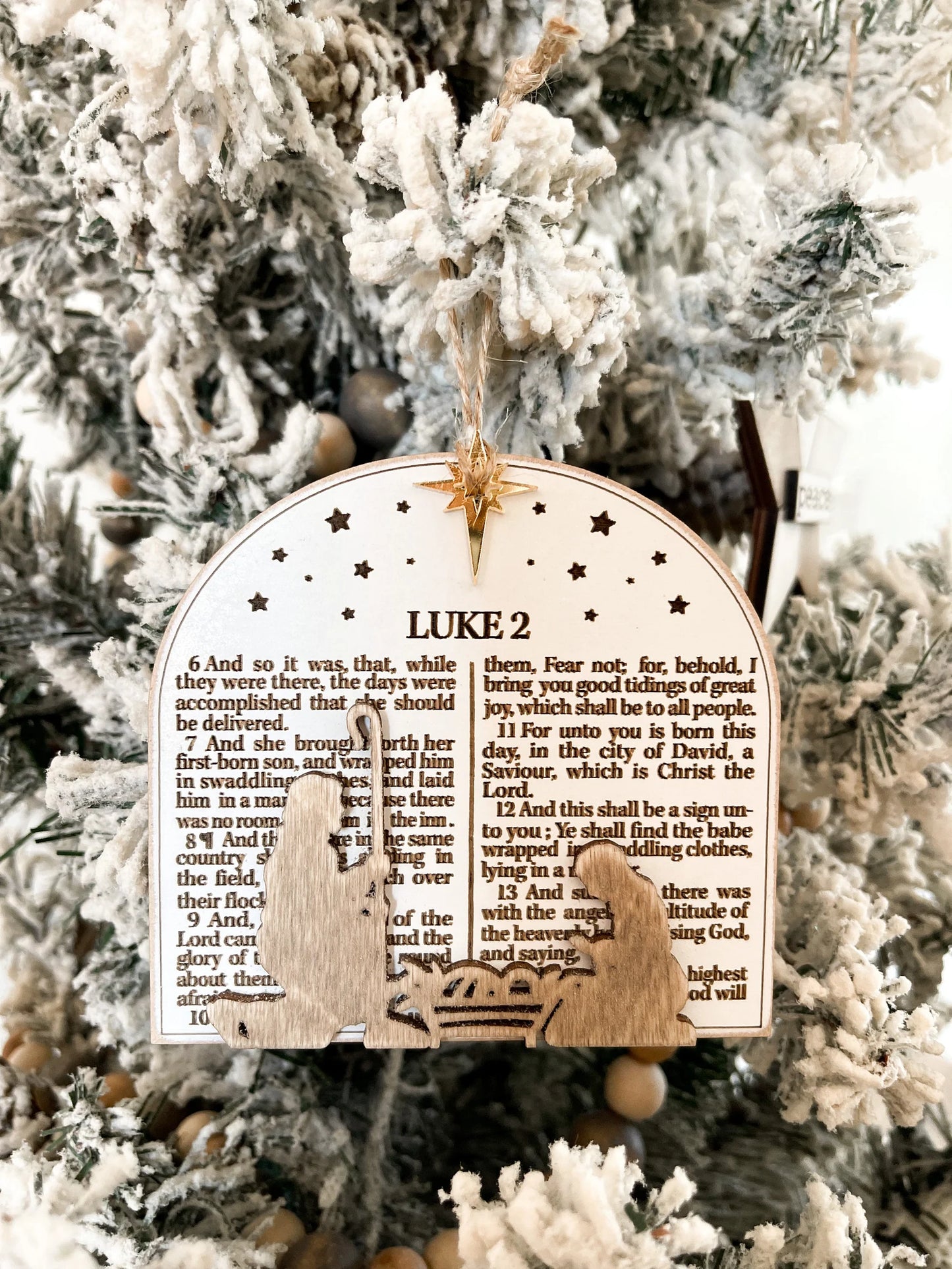 Stunning Luke 2 Bible Scripture Verses Nativity Christmas Ornament & Shelf Sitter w/ Easel Laser Cut Digital File | Jesus Birth | Glowforge