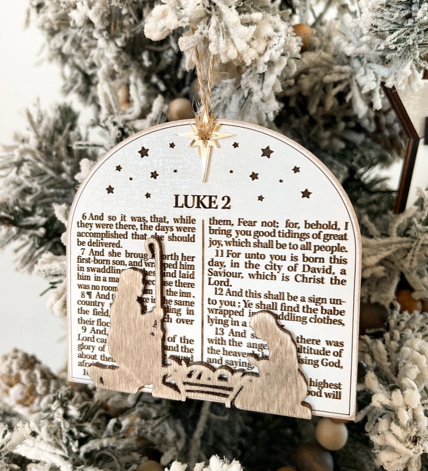 Stunning Luke 2 Bible Scripture Verses Nativity Christmas Ornament & Shelf Sitter w/ Easel Laser Cut Digital File | Jesus Birth | Glowforge