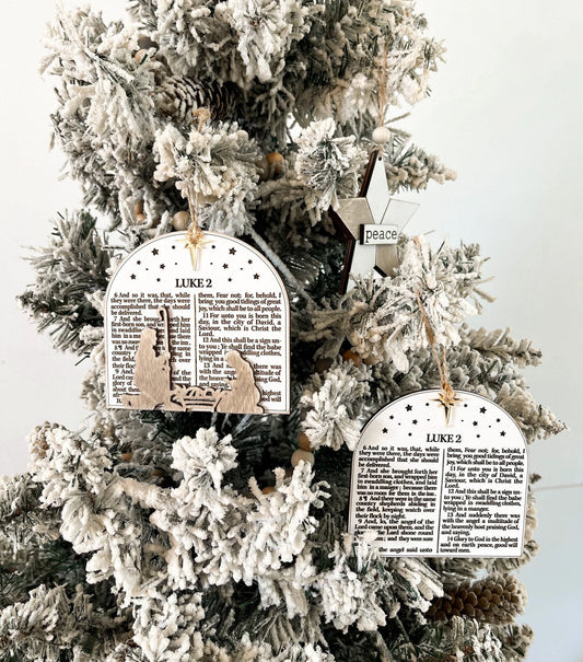 Stunning Luke 2 Bible Scripture Verses Nativity Christmas Ornament & Shelf Sitter w/ Easel Laser Cut Digital File | Jesus Birth | Glowforge