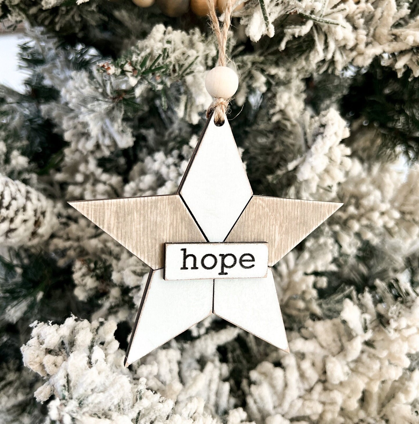 Cute Star "Quilt Pattern" Christmas Ornament Set Laser Cut Digital File | Peace, Hope, Joy, Love, Noel | Farmhouse Ornament Set | Glowforge