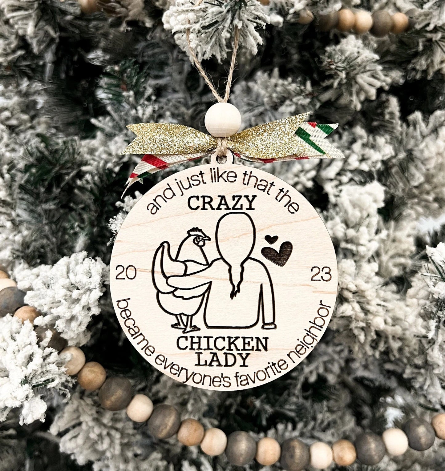 Funny Cute Chicken Egg Christmas Ornament Set Laser Cut Digital File | 2023 Egg Money Charm | Crazy Chicken Lady | Chicken Lover | Glowforge