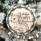 Cute Customizable Woodland Deer Baby's First Christmas Ornament Keepsake Laser Cut Digital File | Woodland Animal | Glowforge | Nursery