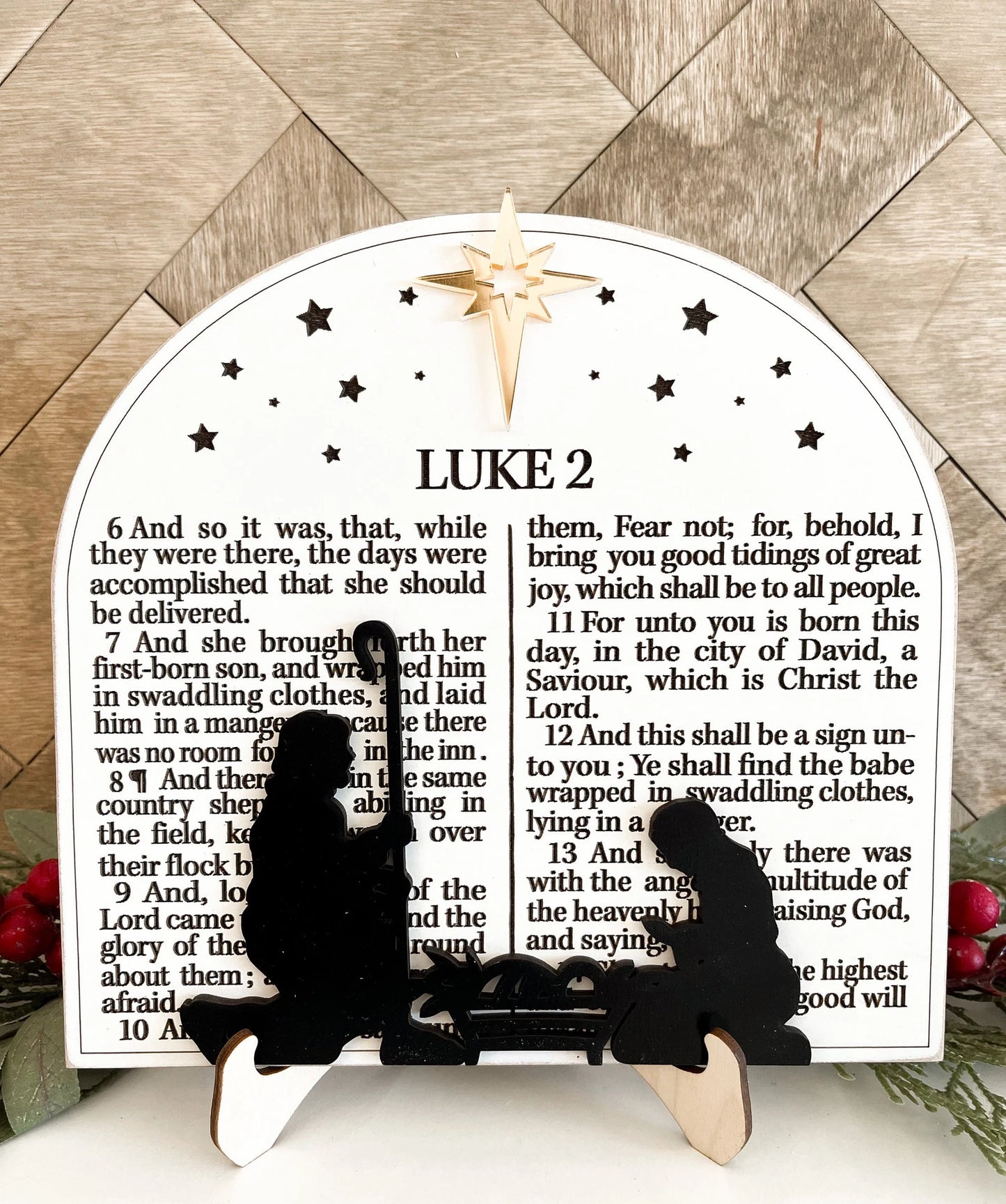 Stunning Luke 2 Bible Scripture Verses Nativity Christmas Ornament & Shelf Sitter w/ Easel Laser Cut Digital File | Jesus Birth | Glowforge