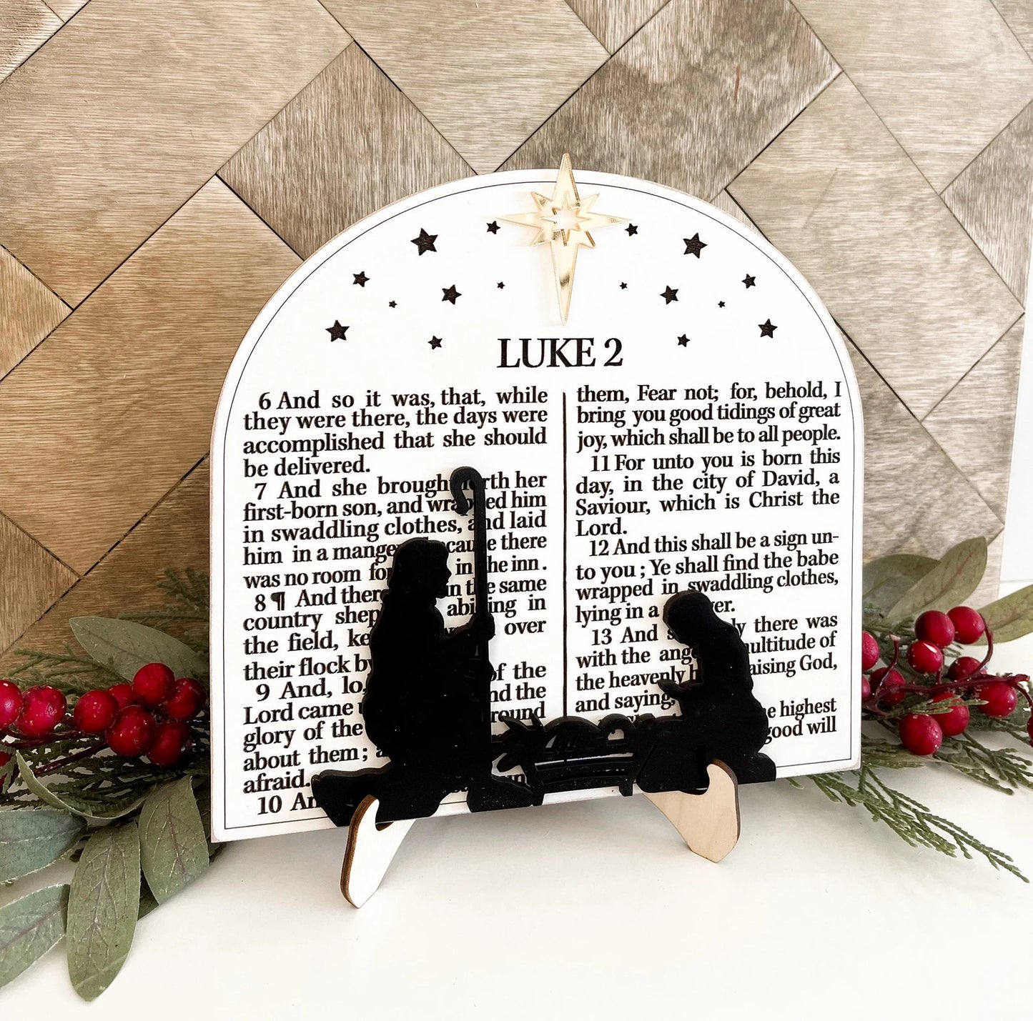 Stunning Luke 2 Bible Scripture Verses Nativity Christmas Ornament & Shelf Sitter w/ Easel Laser Cut Digital File | Jesus Birth | Glowforge