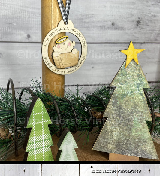 Nativity Family Christmas Ornament, Farmhouse Style,  Holiday Home Decor, Gift Tag, Laser Ready SVG