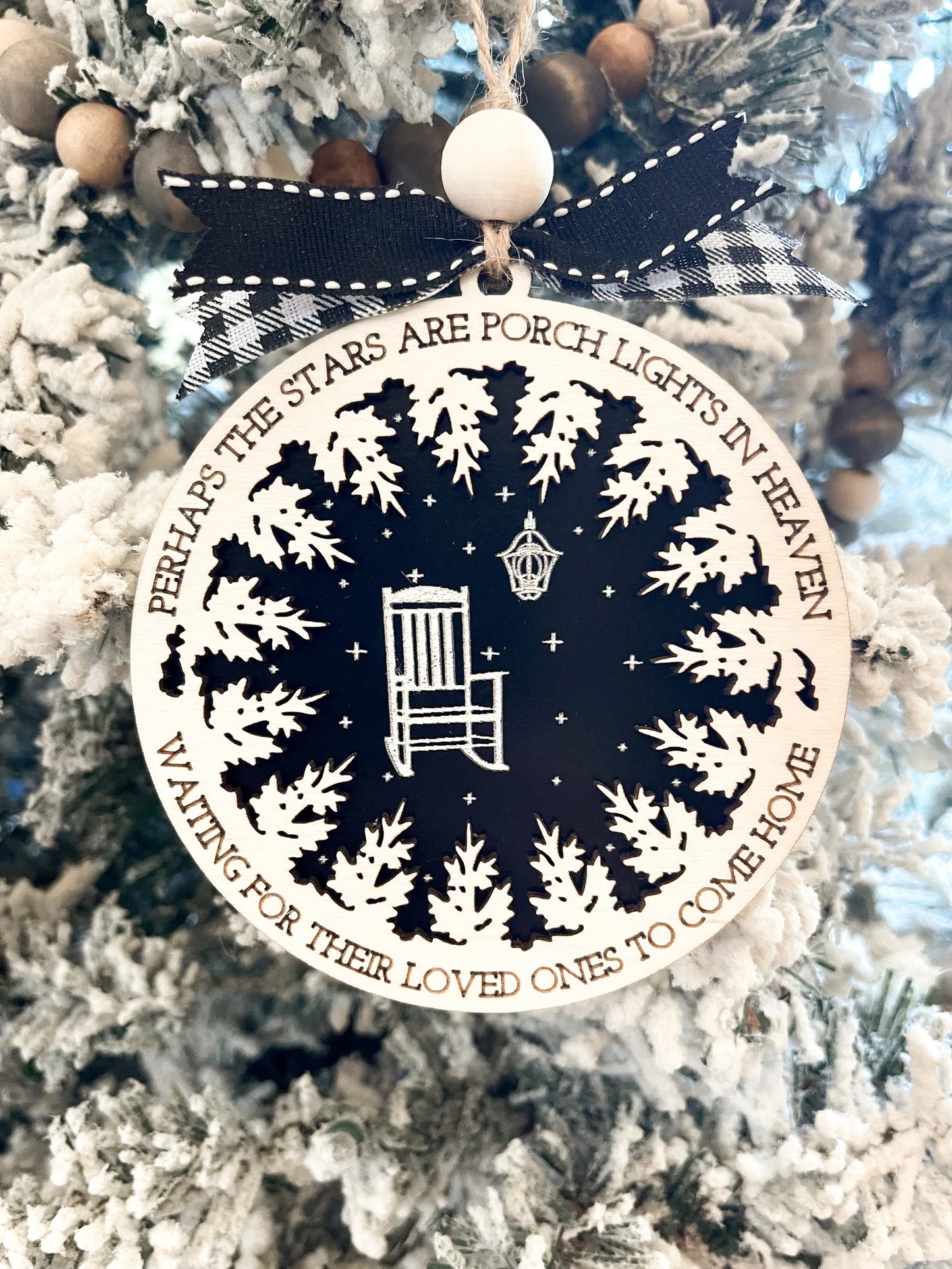 Beautiful Memorial "Perhaps The Stars Are Porch Lights In Heaven" Ornament Laser Cut Digital File | Keepsake | Memories | Angel | Glowforge